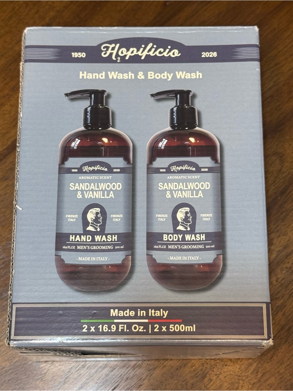 Hopificio Firenze Sandalwood & Vanilla Men’s Hand Wash & Body Wash Gift Set-0125
